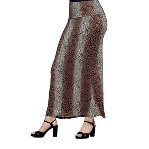 24 Seven, Women’s Leopard Print Skirt Fold-Over Waist Maxi Skirt. NWT, 3X